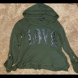Olive Long Sleeve Hoodie Size:Large